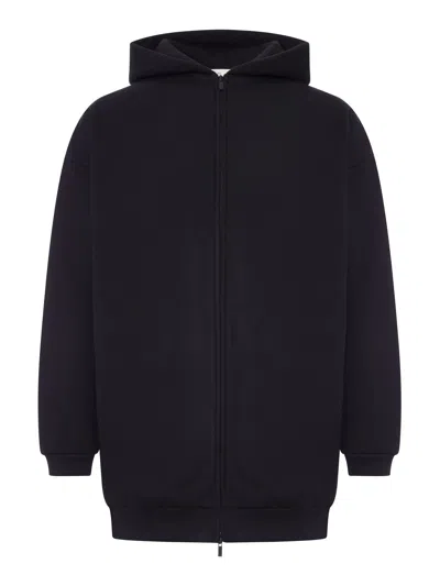 Essentials Property Long Hooded Sweatshirt With Zip In Black