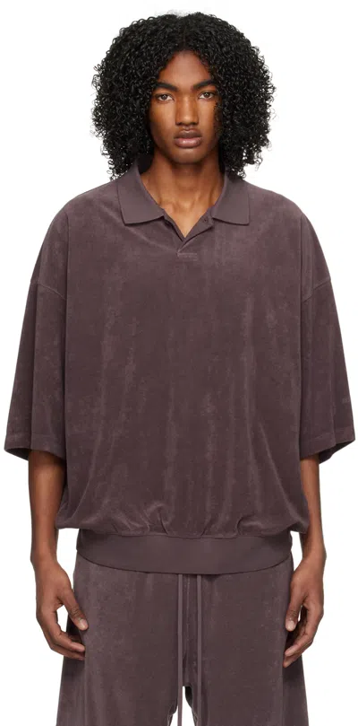 Essentials Purple Single-button Polo In Plum