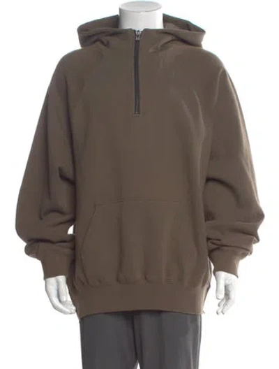 Pre-owned Essentials Quarter Zip Mock Neck Hoodie In Brown