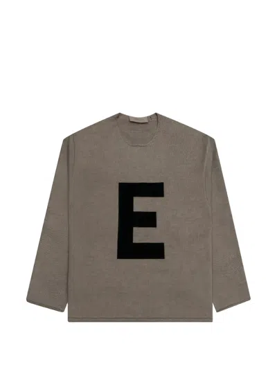Essentials Kids' Raw-edge E-letter Sweater In Brown