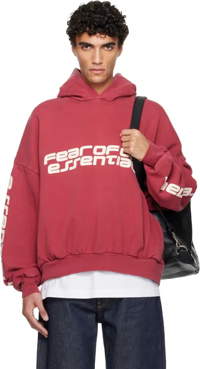 Essentials Red Holiday Cropped Relaxed Hoodie In Multi