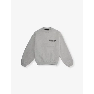 Essentials Kids' Relaxed-fit Crewneck Cotton-blend Jersey Sweatshirt 2-16 Y In Light Heather Gray