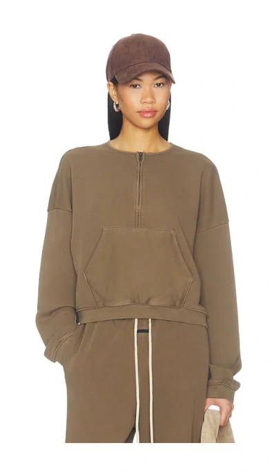 Essentials Relaxed Half Zip Sweater In Green