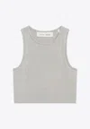 Essentials Rib Knit Cropped Tank Top In Gray