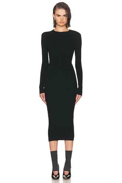 Essentials Womens Rib Long Sleeve Dress In Black