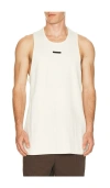 Essentials White Rib Tank Top In White