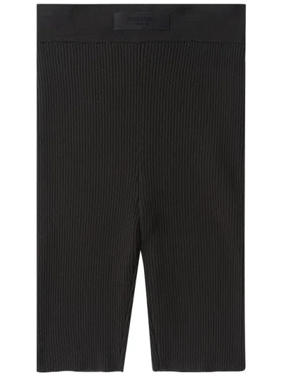 Essentials Ribbed Detail Stretch Shorts In Black