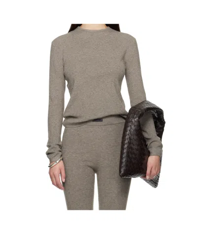 Essentials Ribbed Knit T-shirt In Gray