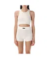 Essentials Round-neck Ribbed-knit Tank Top In White