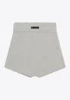 Essentials Ribbed Mini Shorts With Logo-patch In Gray