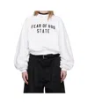 Essentials White Fleece Raglan Crewneck Sweatshirt In White