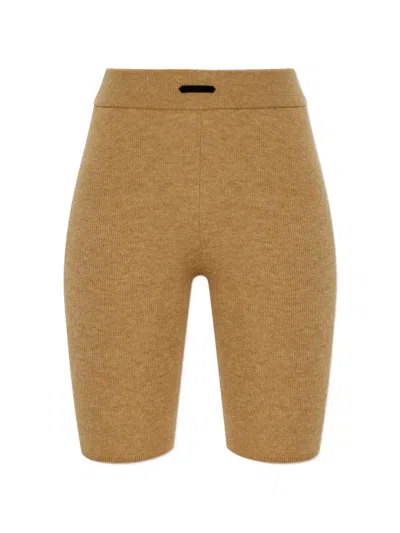 Essentials Ribbed Shorts In Brown