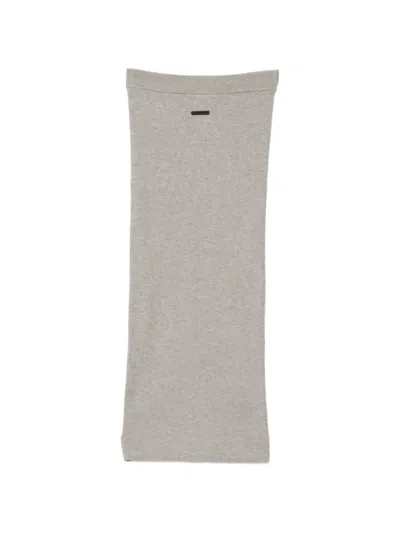 Essentials Ribbed-knit Midi Skirt In Gray