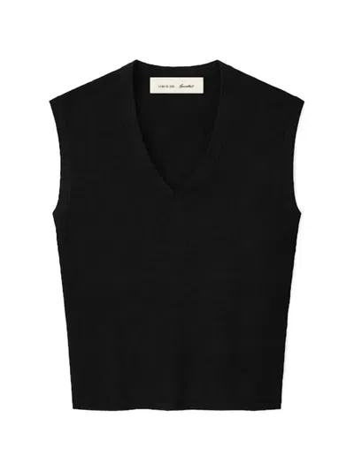 Essentials Rib-knit V-neck Cropped Tank Top In Black