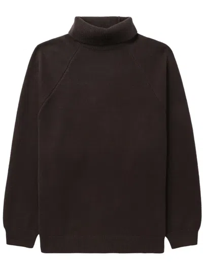 Essentials Roll-neck Raglan Jumper In Brown