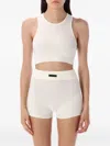 Essentials Round-neck Ribbed-knit Tank Top In White