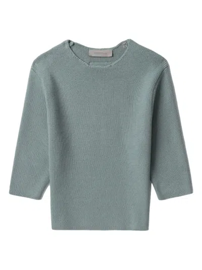 Essentials Kids' Round-neck Knitted Jumper In Gray