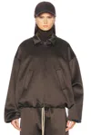 Essentials Satin Bomber Jacket In Brown