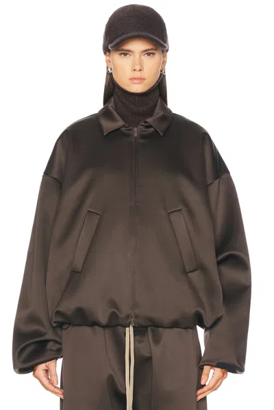 Essentials Satin Bomber Jacket In Brown