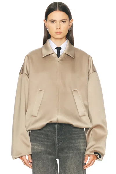 Essentials Satin Bomber Jacket In Desert Sand