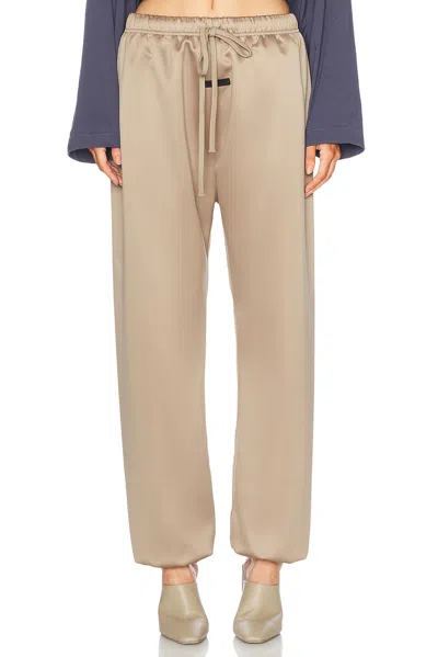 Essentials Beige Satin Lounge Pants In Desert Sand