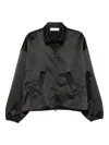 Essentials Mens Jet Black Relaxed Satin Bomber Jacket In Black