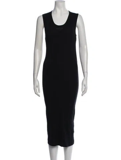 Pre-owned Essentials Scoop Neck Midi Length Dress In Black