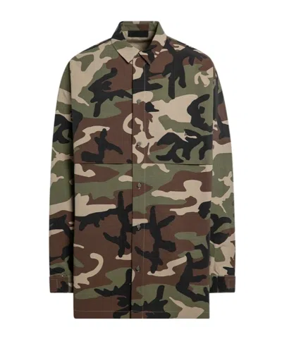 Essentials Shirt-style Camouflage Casual Jacket In Green