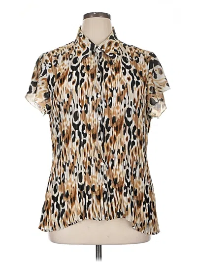 Pre-owned Essentials Short Sleeve Blouse In Brown