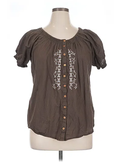 Pre-owned Essentials Short Sleeve Blouse In Brown