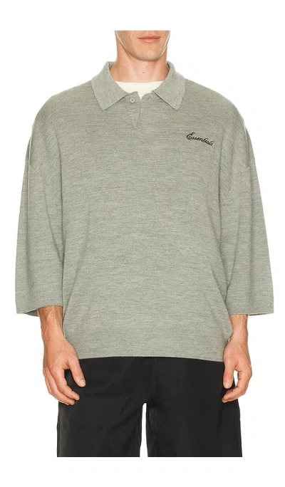 Essentials Signature 3/4 Sleeve 90's Knit Polo In Green