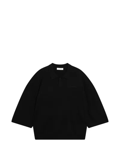 Essentials Black Signature 3/4 Sleeve 90s Knit Polo In Multi