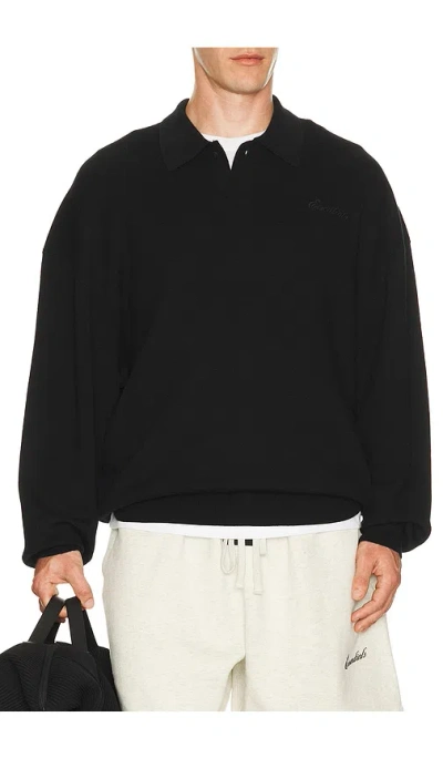Essentials Signature 90's Knit Polo In Black
