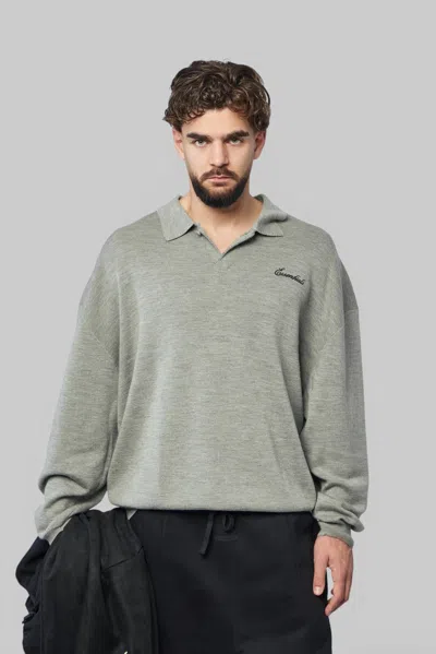 Essentials Signature 90's Knit Polo In Grey