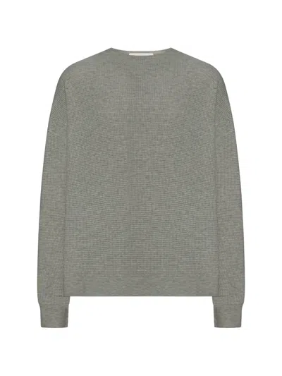 Essentials Signature 90s Waffle-knit Sweater In Gray