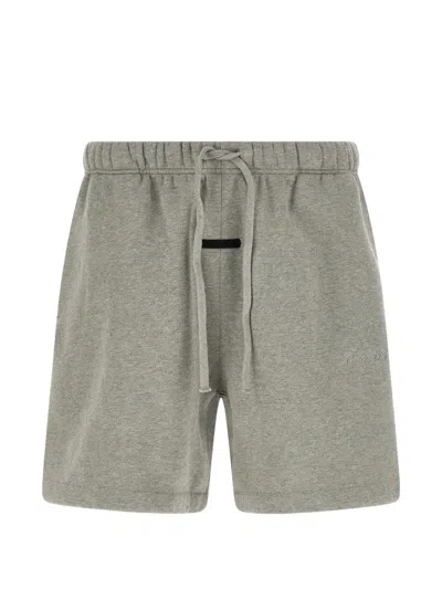 Essentials Signature Classic Cotton Shorts In Gray