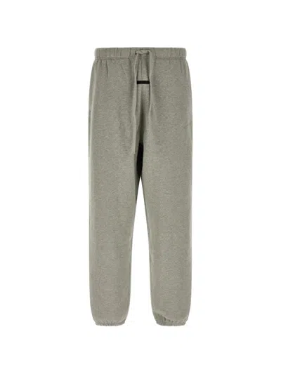 Essentials Signature Classic Cotton Track Pants In Gray