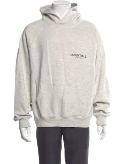 Pre-owned Essentials Signature Logo Graphic Print Hoodie In Gray