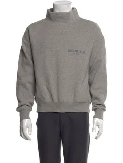 Pre-owned Essentials Signature Logo Mock Neck Sweatshirt In Grey