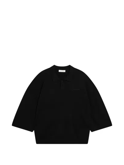 Essentials Signature Logo-embroidered Polo Shirt In Black