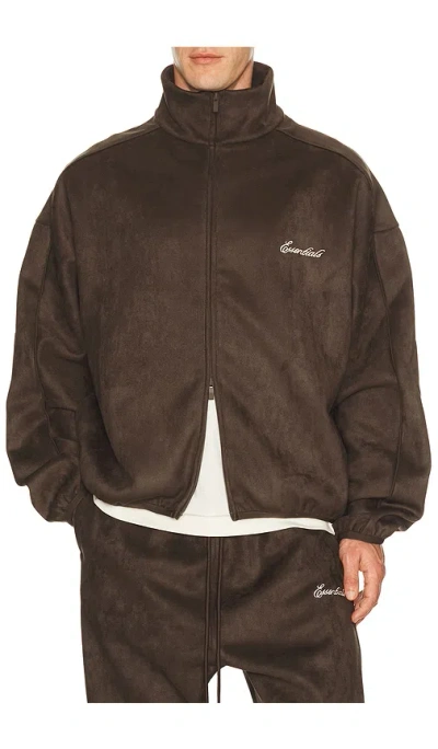 Essentials Signature Modern Track Jacket In Brown