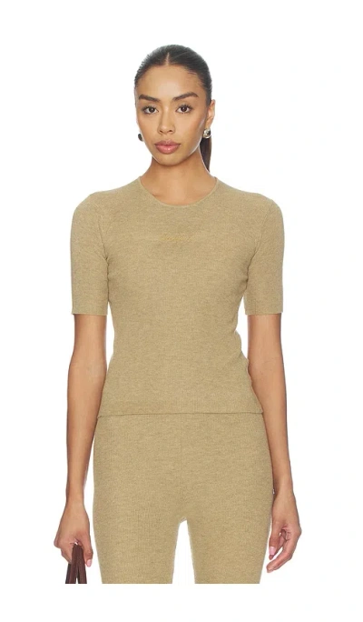 Essentials Signature Rib Knit Fitted Short Sleeve Rib Tee In Green