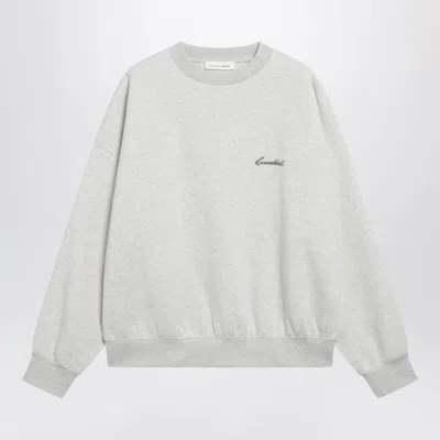 Essentials Signature Ss26 Crewneck Sweatshirt In Fleece Oatmeal In Gray