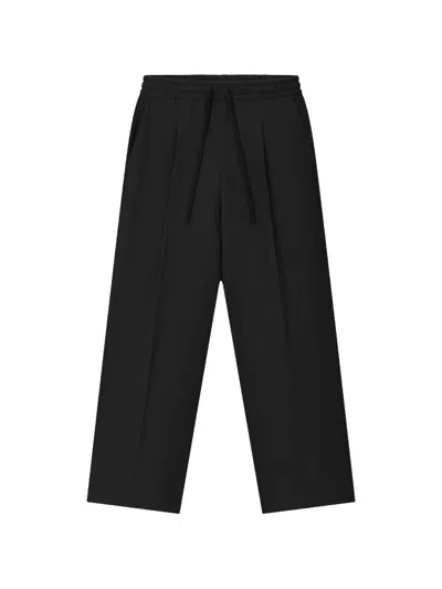 Essentials Silk-blend Pleat Front Drawstring Pants In Black