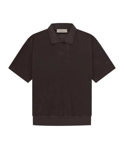 Essentials Single-button Short-sleeved Polo Shirt In Black