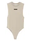 Essentials Sleeveless Logo-plaque Bodysuit In Neutral