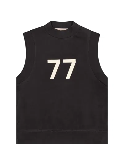 Essentials Kids' Sleeveless Number-graphic Sweatshirt In Black