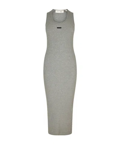Essentials Sleeveless Ribbed Dress In Gray