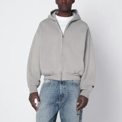 Essentials Smoke-grey Zip Sweatshirt In Gray