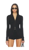 Essentials Soft Rib 2-way Zip-up Jacket In Black
